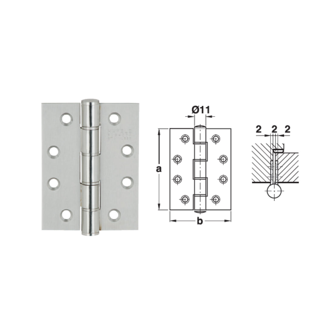 ត្រចៀកទ្វារ102x76x2មម.អ៊ីណុក BUTT HINGE ST.ST 102X76X2MM (921.17.130)